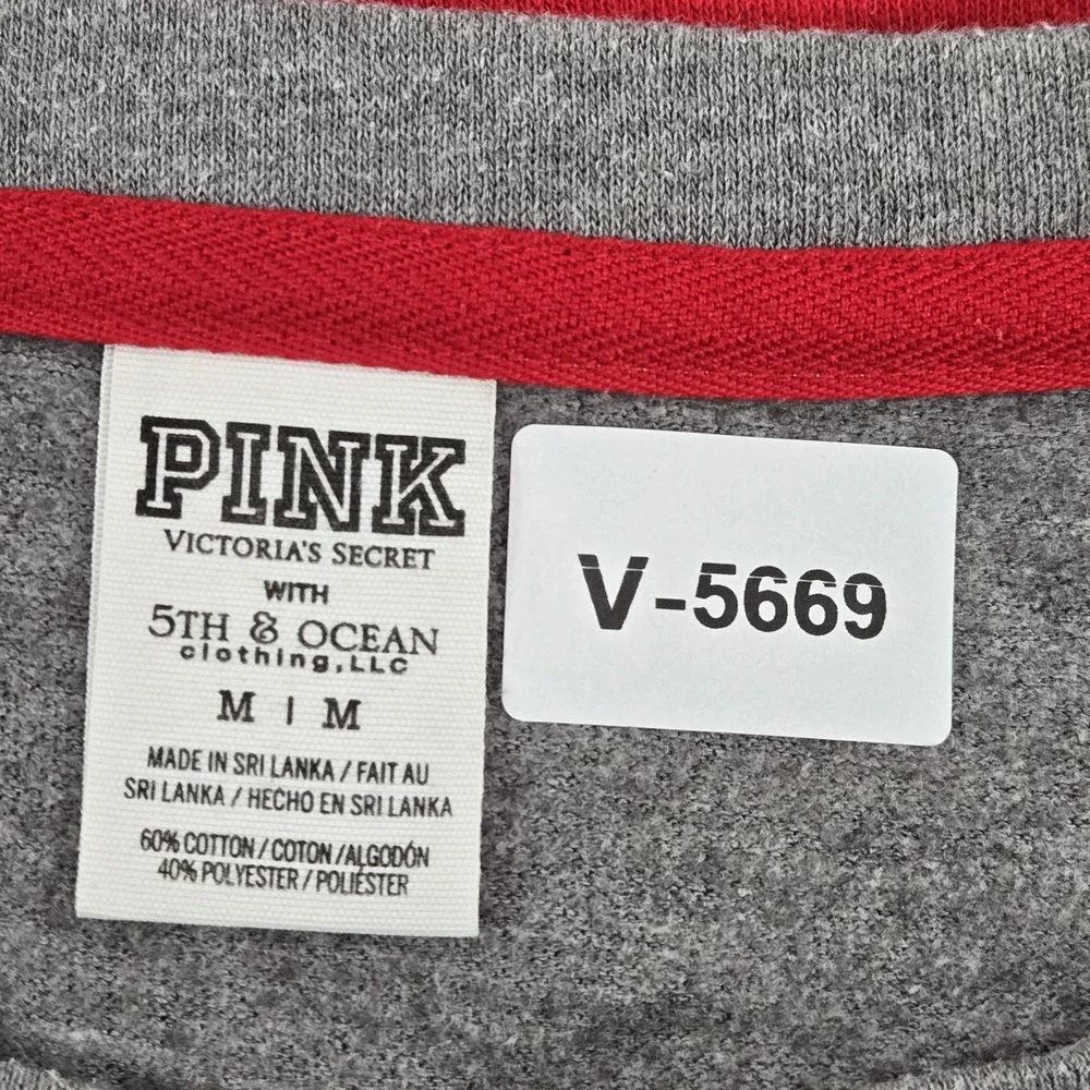 Wisconsin Badgers Women Shirt M Red Colorblock Crop‎ Top PINK Sequin